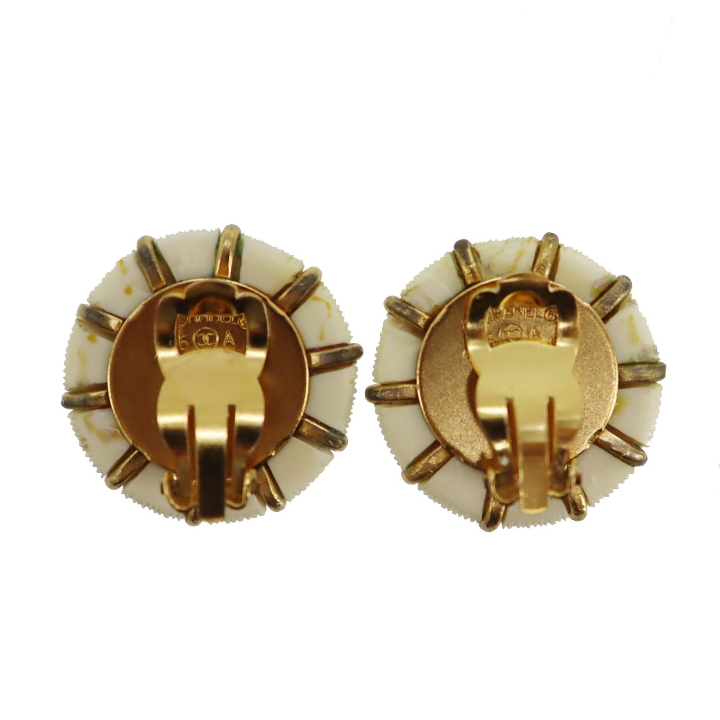 CHANEL CC Logos Circle Earrings 95 A Clip-On Gold #CG270