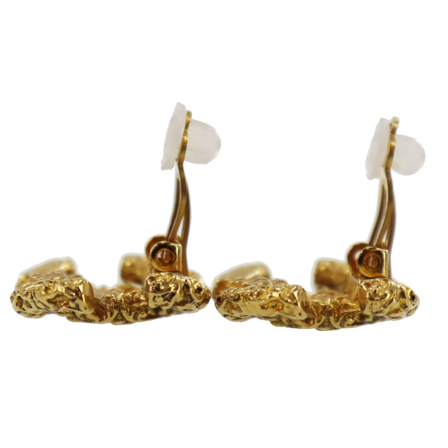 CHANEL CC Logos Earrings Gold Clip-On 03A  #AG186