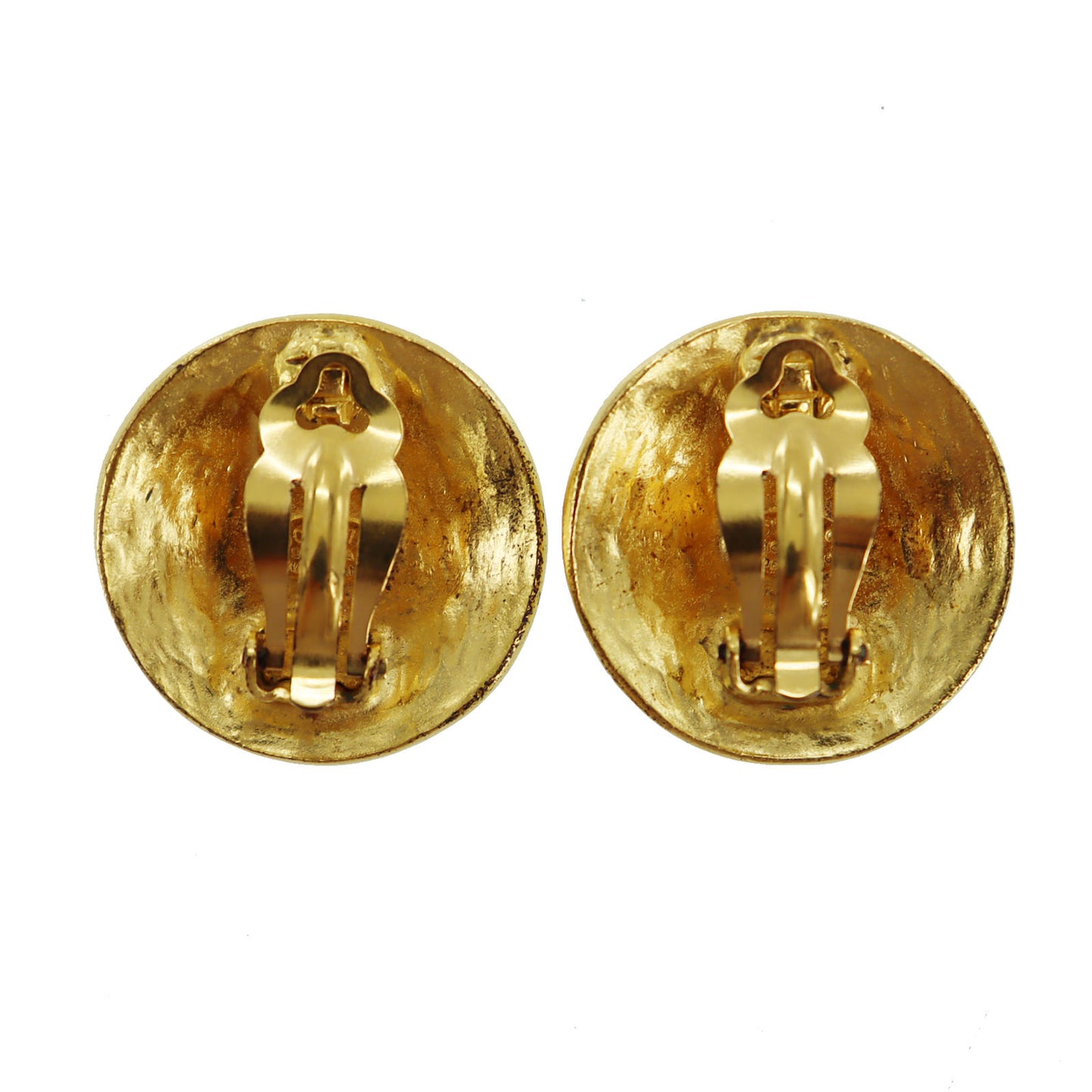 CHANEL CC Logos Circle Earrings 96 A Clip-On Gold #BT981