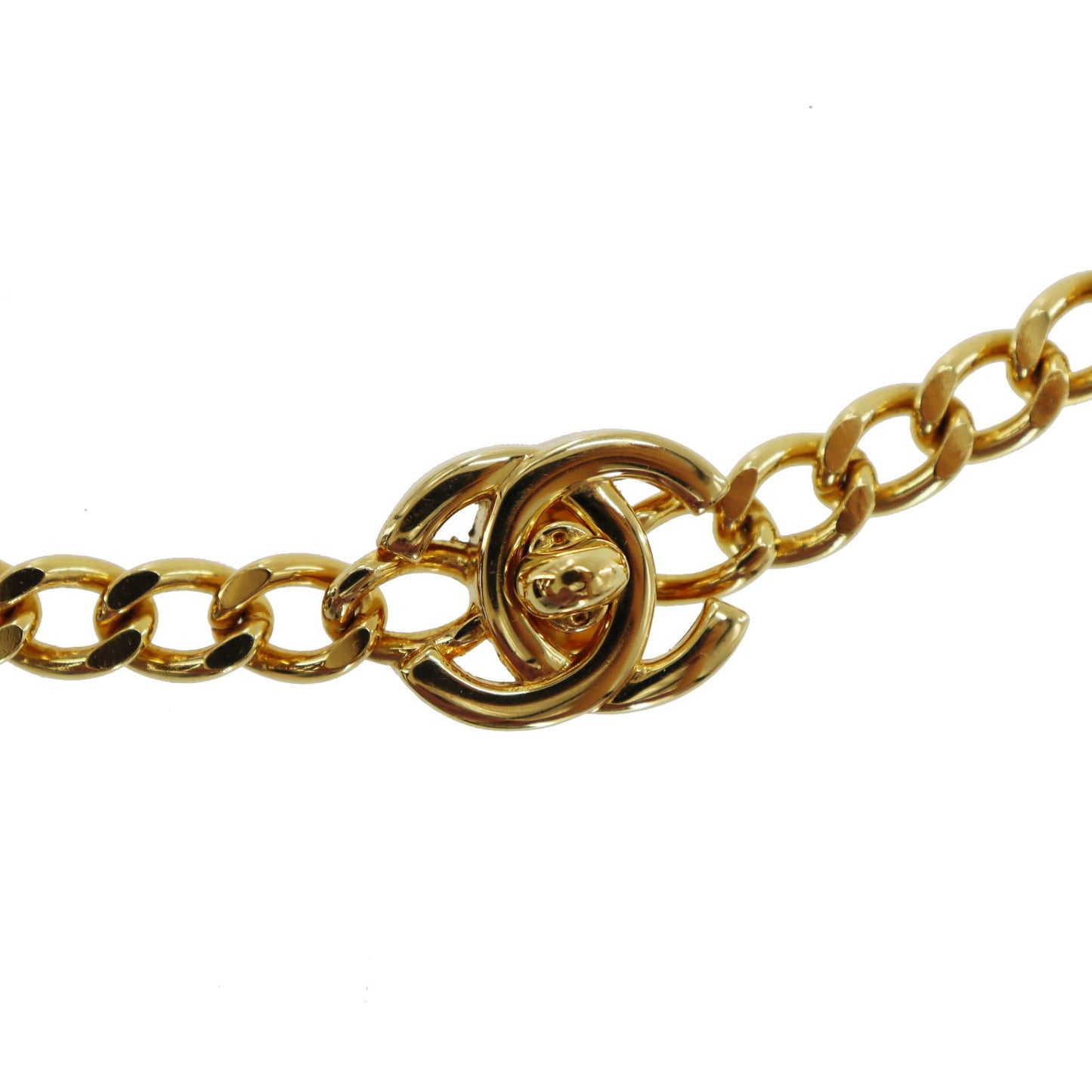 CHANEL Logo Chain Long Necklace Gold France 96P #BT361