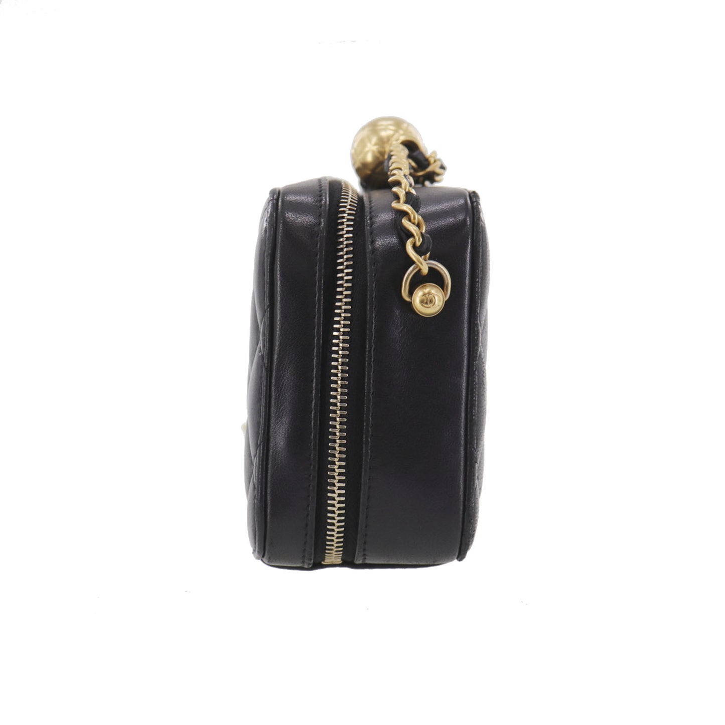 CHANEL Matelasse Crossbody Shoulder Bag Black Lambskin #EH289