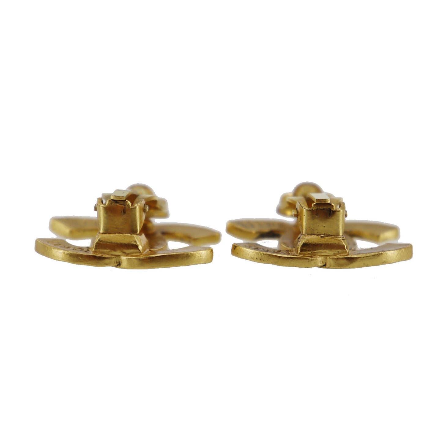 CHANEL CC Logos Earrings Gold Clip-On 99A  #CA589