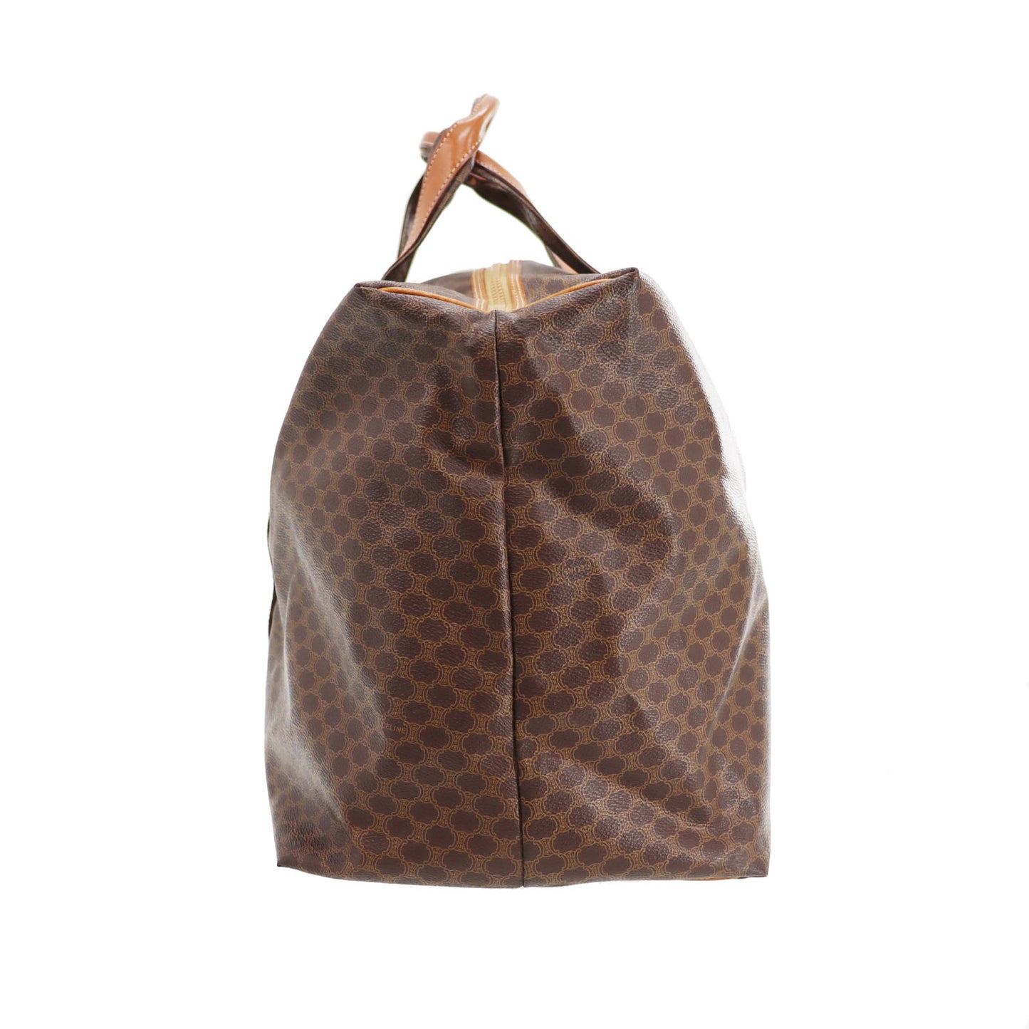 CELINE Macadam Pattern Travel Handbag Brown PVC Leather #CN98