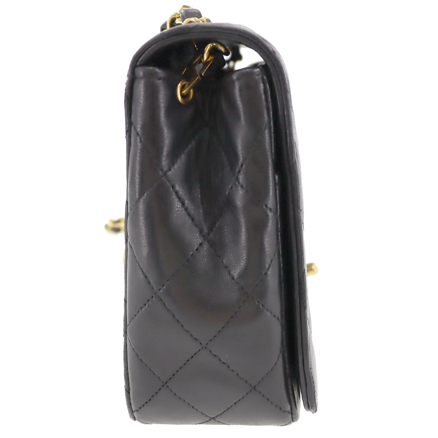 CHANEL Matelasse Shoulder Bag Crossbody Black Lambskin #BS785
