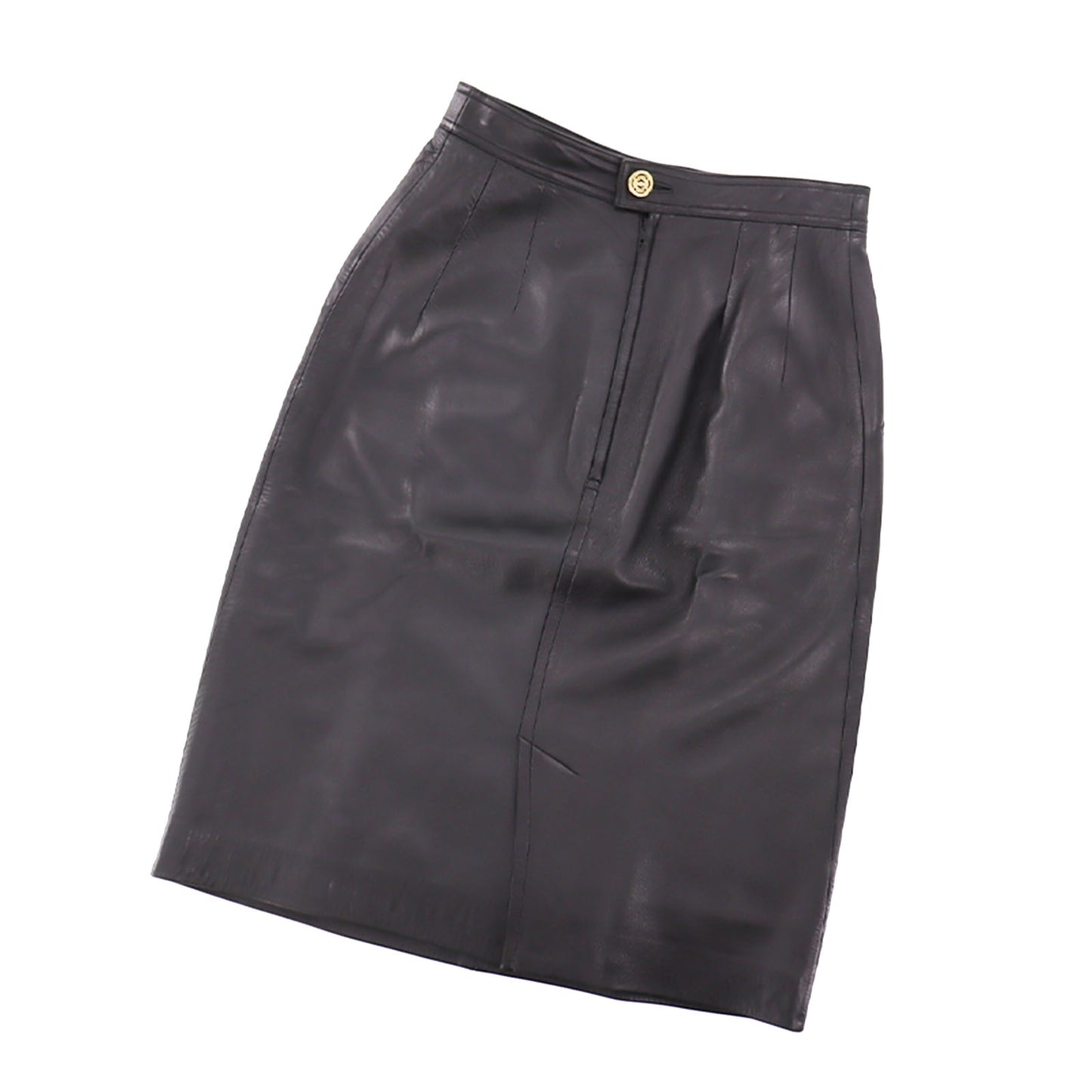 LOEWE Anagram Leather Skirt Black Nappa Leather #AG711