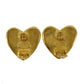 CHANEL CC Logos Heart Earrings 95P Gold Clip-On #BM804