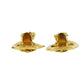 CHANEL CC Logos Drop Earrings Gold Clip-On 96P  #AG204