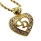 Christian Dior CD Logo Heart Rhinestone Chain Necklace Gold #CS529