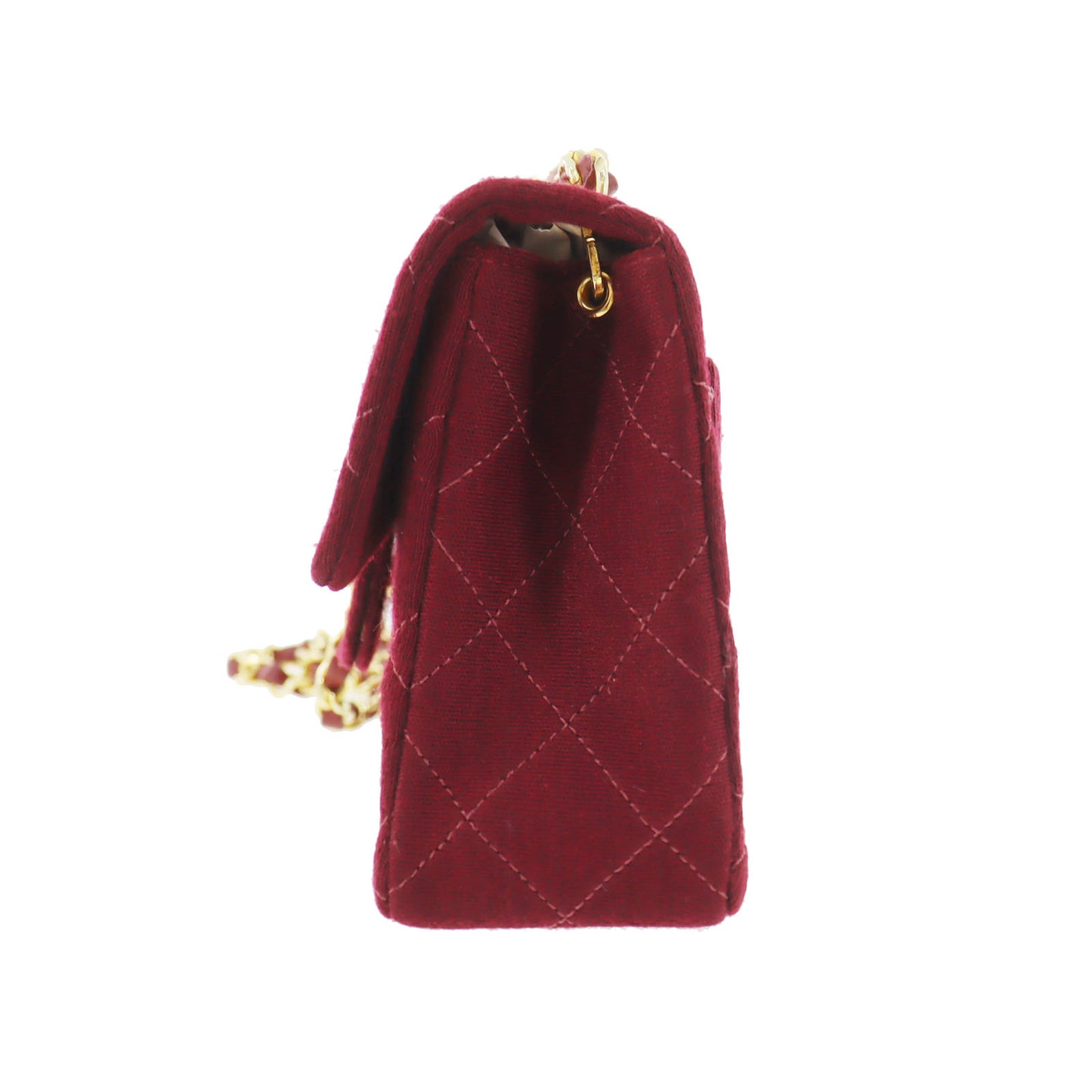 CHANEL Matelasse Shoulder Bag Bordeaux Cotton #CN74