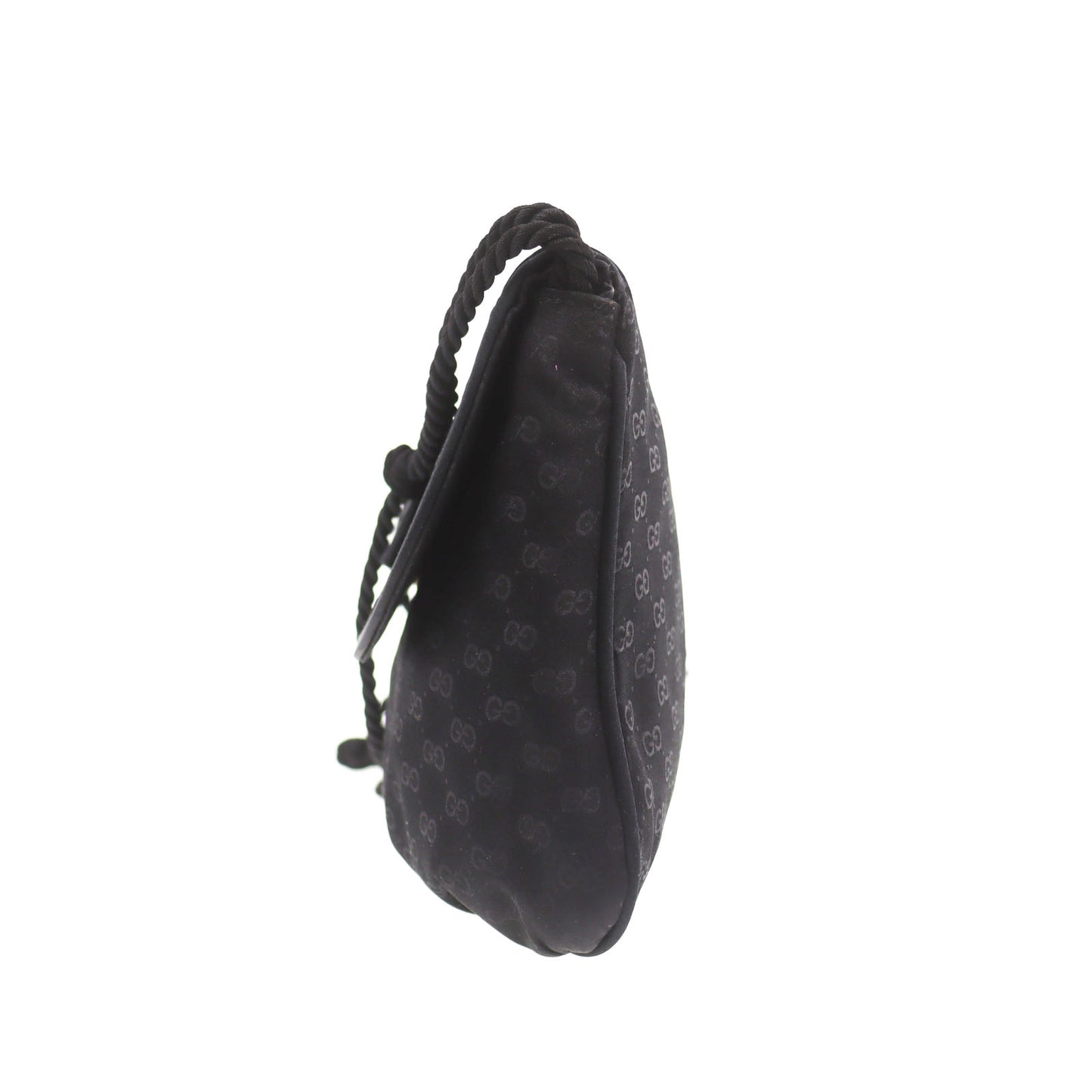 GUCCI Micro Small GG Plus Shoulder Bag Black Satin #AH439