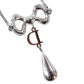 Christian Dior Bow Rhinestone Chain Necklace Silver #CP439