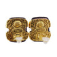 CHANEL CC Logos Stone Earrings Gold Brown Red 94 P Clip-On #AH673