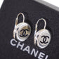 CHANEL CC Logos Circle Piercing Earrings Silver Plated 96 A #CG485