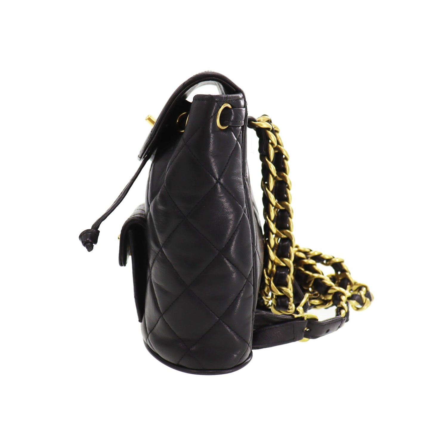 CHANEL Matelasse Chain Backpack Black Lambskin #CK540