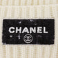 CHANEL Logo Used Knit hat White Cashmere 100% Italy Authentic #CU971