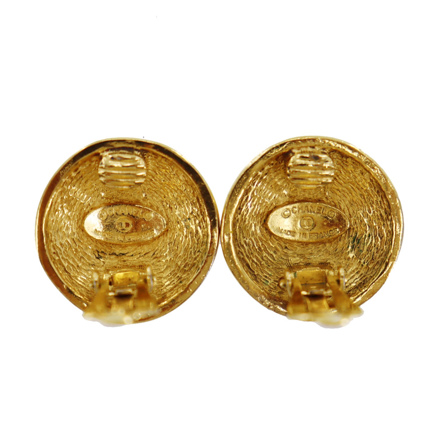 CHANEL CC Logos Earrings Gold Clip-On #BT446