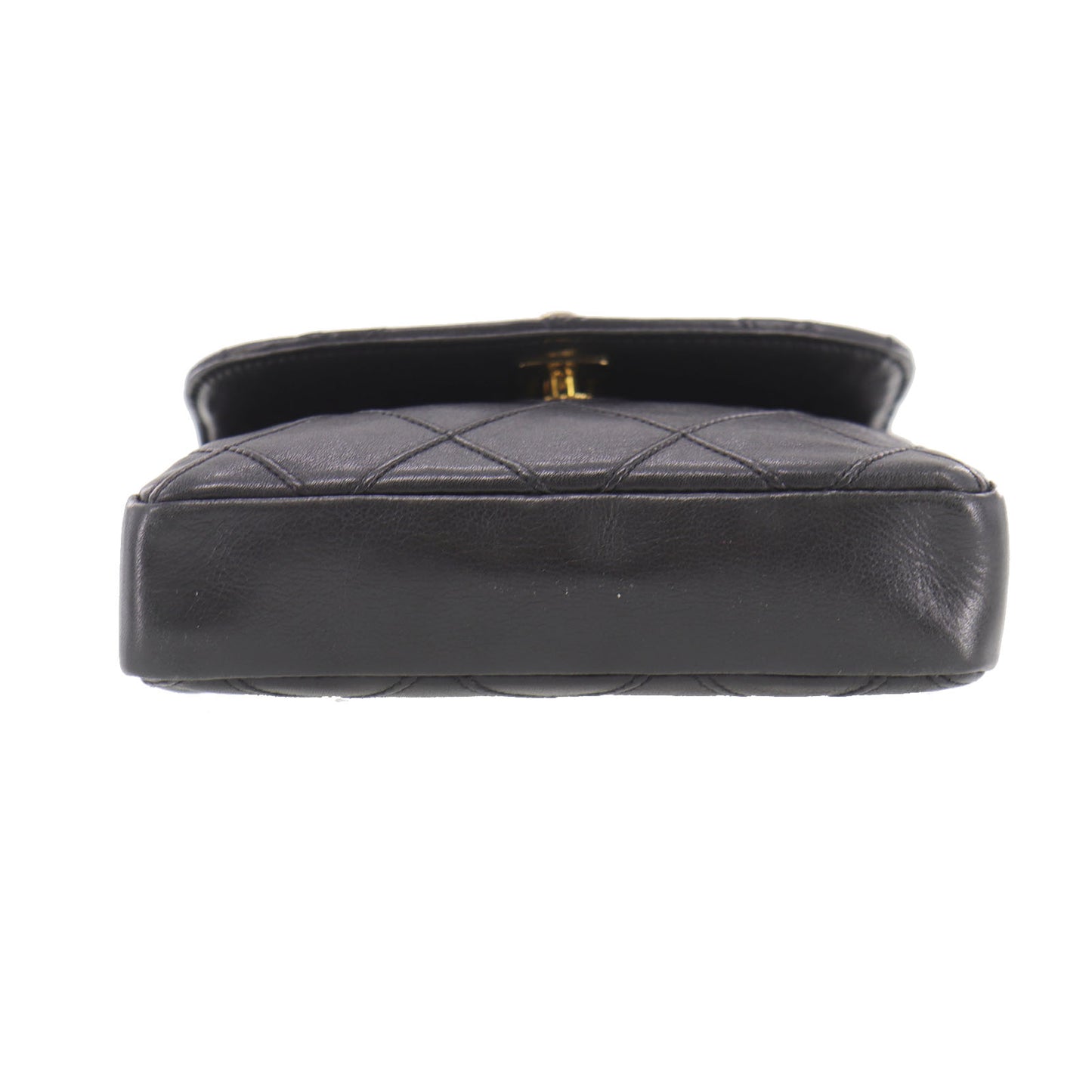 CHANEL Bum Bag Matelasse Lambskin Leather Belt Bag Black #EC582