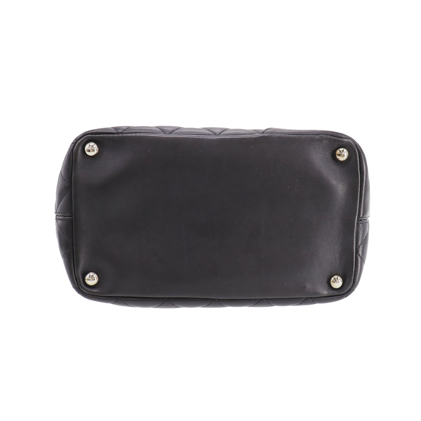 CHANEL Cambon Line Tote Handbag Black Leather #CK144