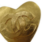 CHANEL CC Logos Heart Pin Brooch Gold Plated 95 P #AH671