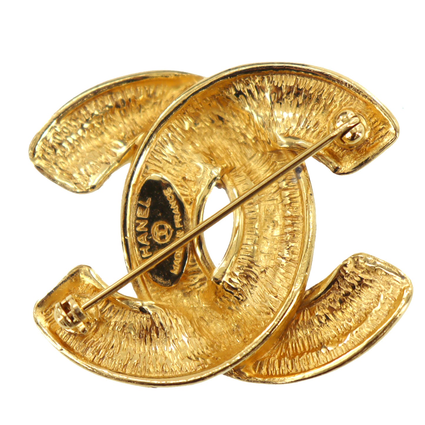 CHANEL CC Logos Pin Brooch Gold Plated #AG856