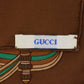 GUCCI Used Badge Motif Scarf Brown Silk Vintage #DA836