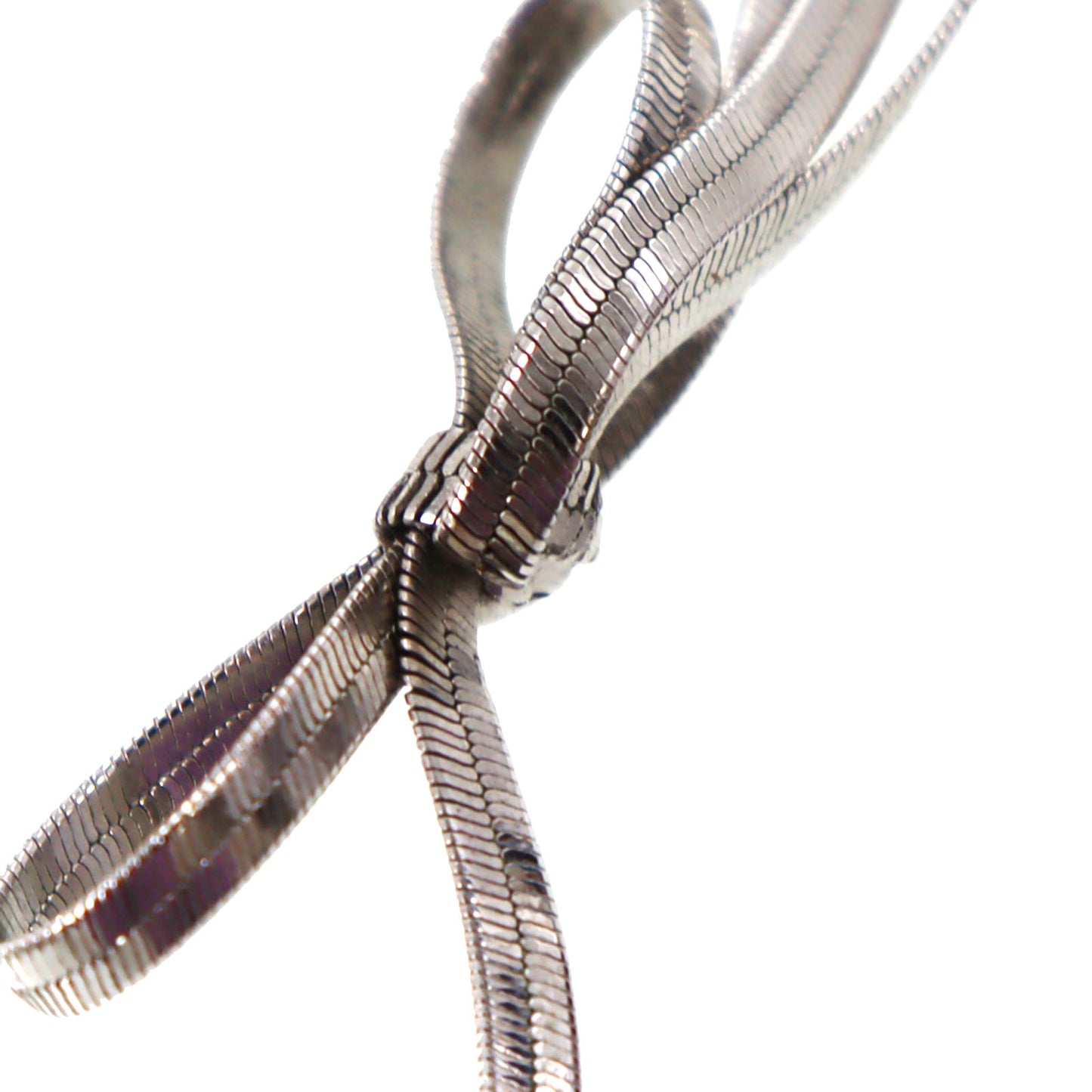 Christian Dior CD Logo Ribbon Necklace Silver #CP137