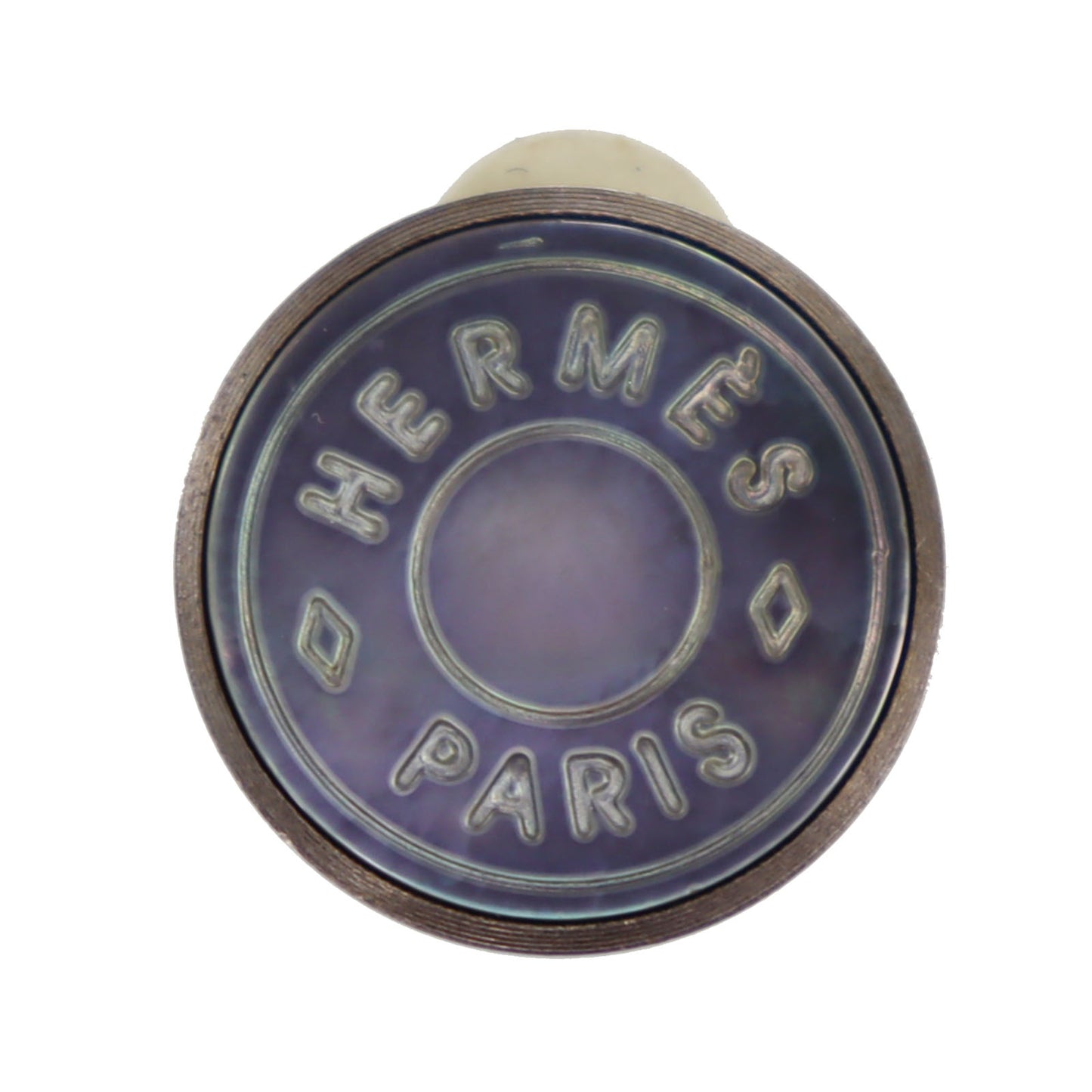 HERMES Circle Shell Silver Earrings Clip-On #CO67