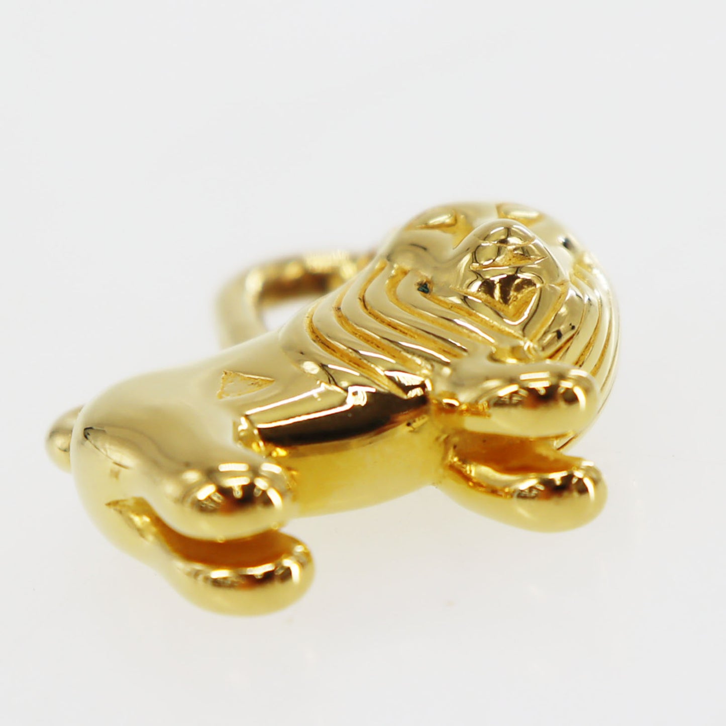 HERMES Lion Motif Charm Top Cadena Gold Plated #CR160