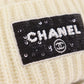 CHANEL Logo Used Knit hat White Cashmere 100% Italy Authentic #CU971