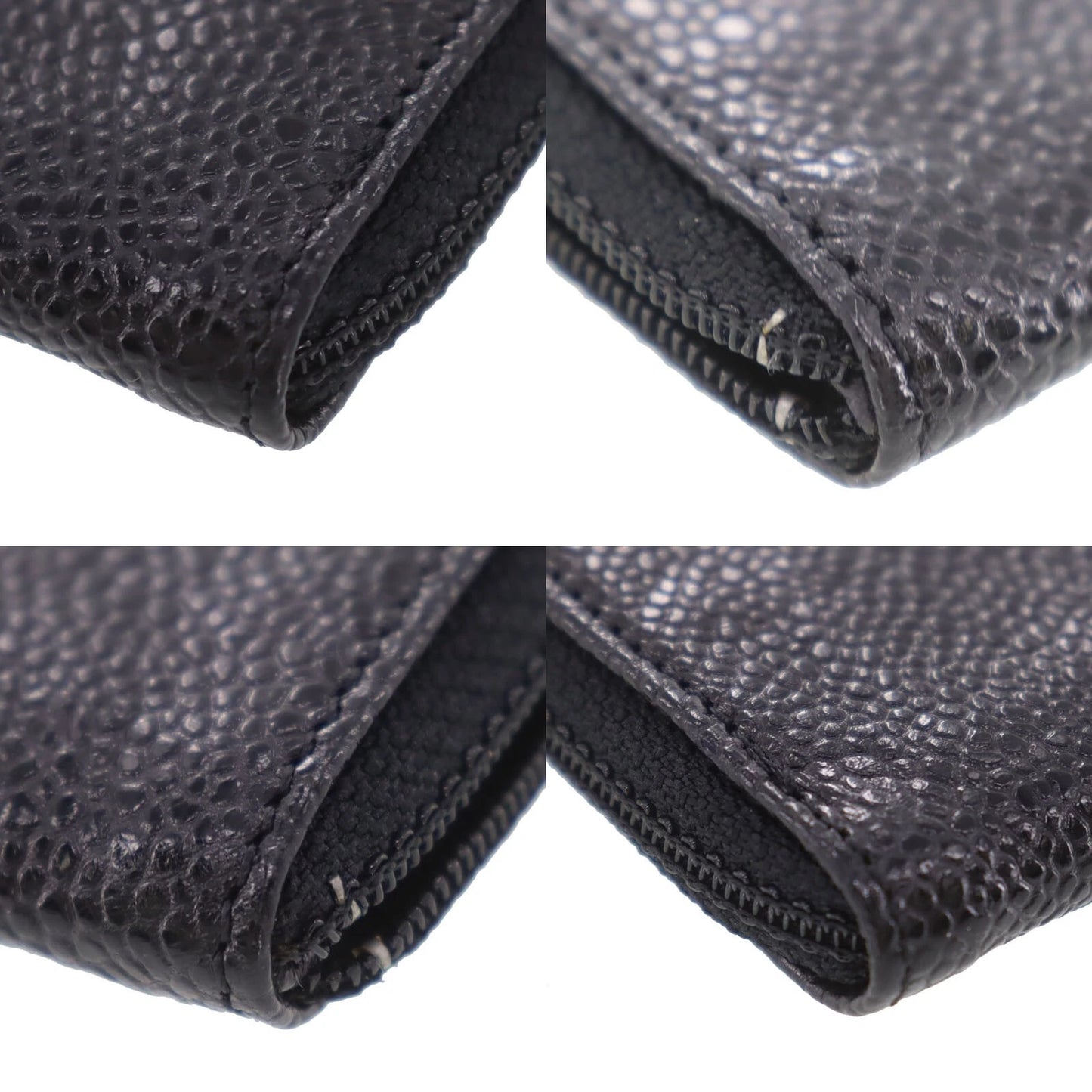CHANEL CC Logos Coin Purse Black Caviar Skin Leather #CT227
