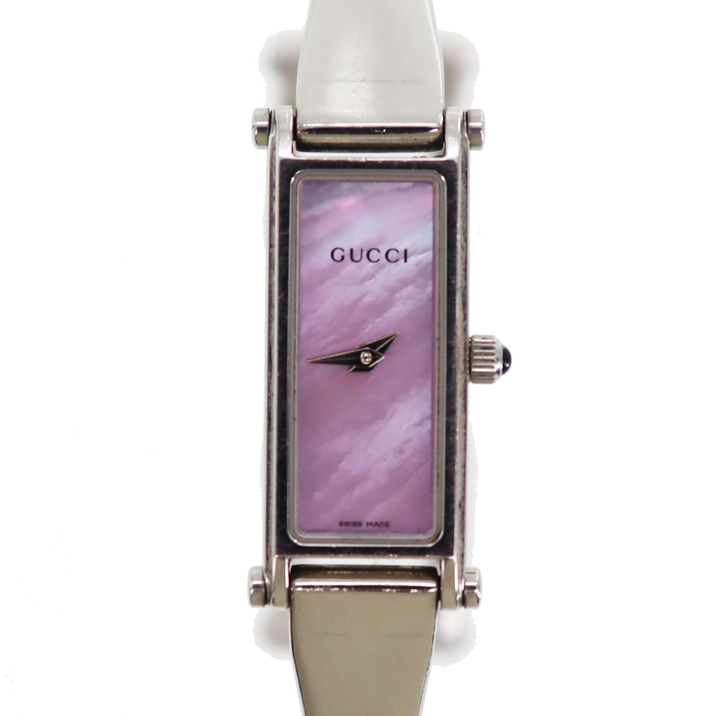 Gucci 1500L Bangle Watch Silver Pink Stainless Steel #CF507