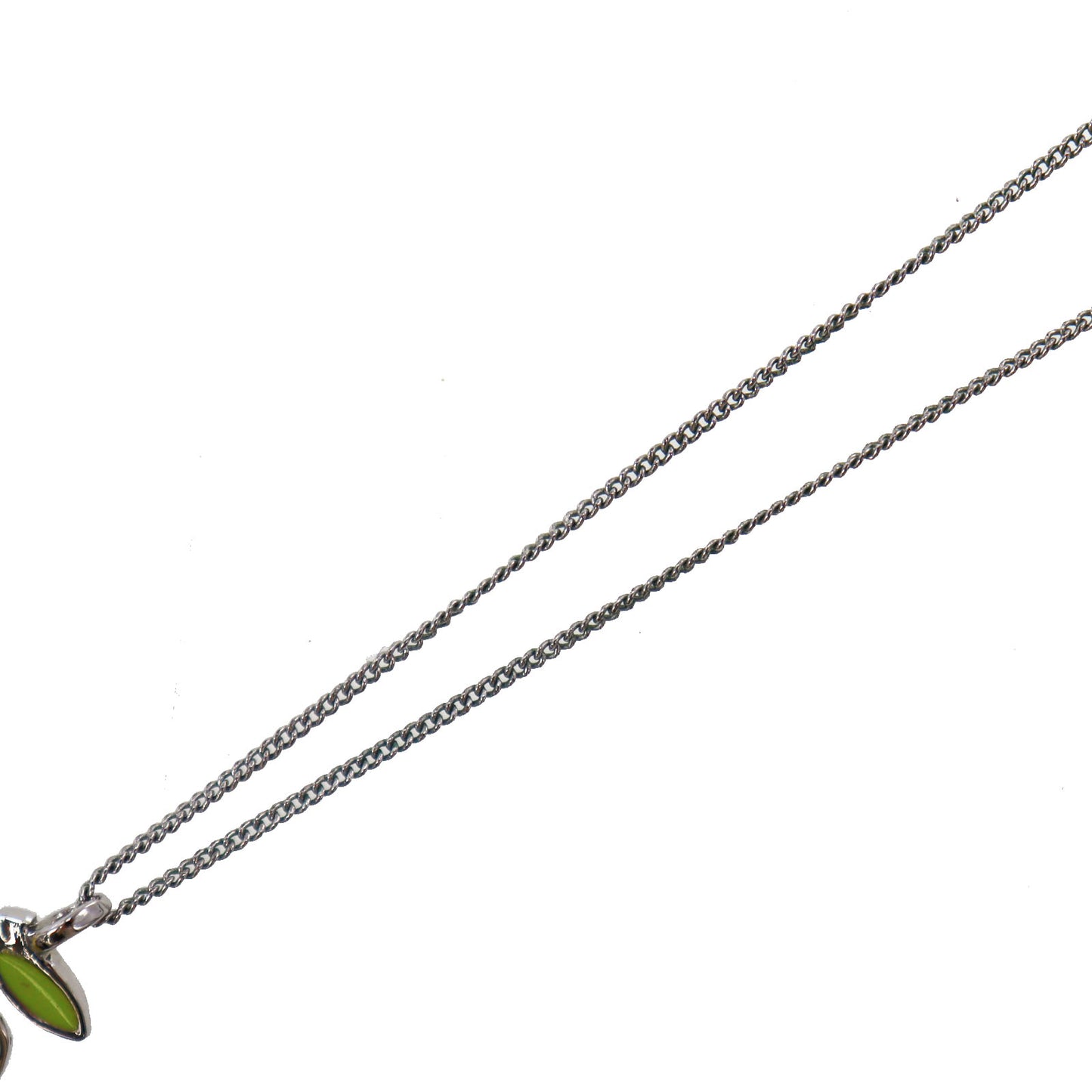 Christian Dior CD Logo Apple Motif Necklace Pendant Silver #CR775