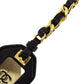 CHANEL CC Logos Keyring Gold Black Gold Plated Leather 94 P #AH541
