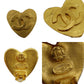 CHANEL CC Logos Heart Earrings 95P Gold Clip-On #BM804