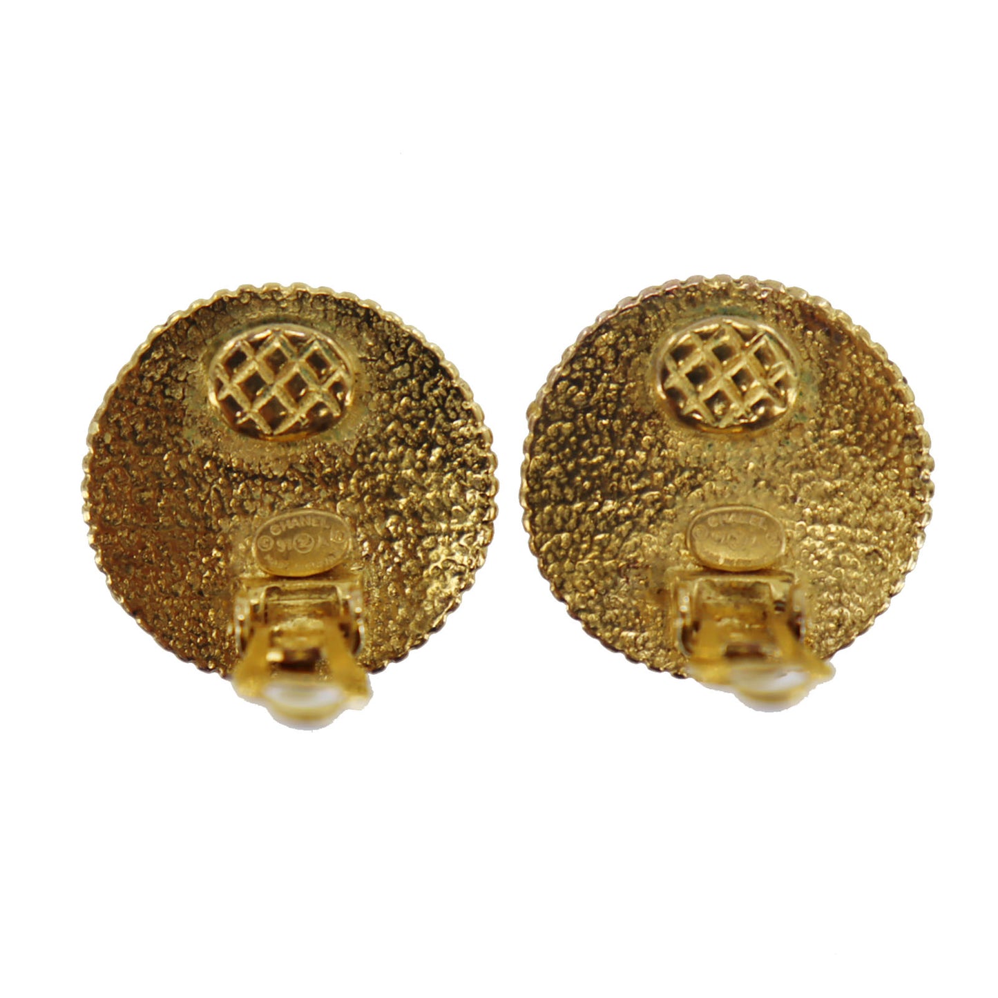 CHANEL CC Logos Gold Clip-On Circle 97A Earrings #BS583