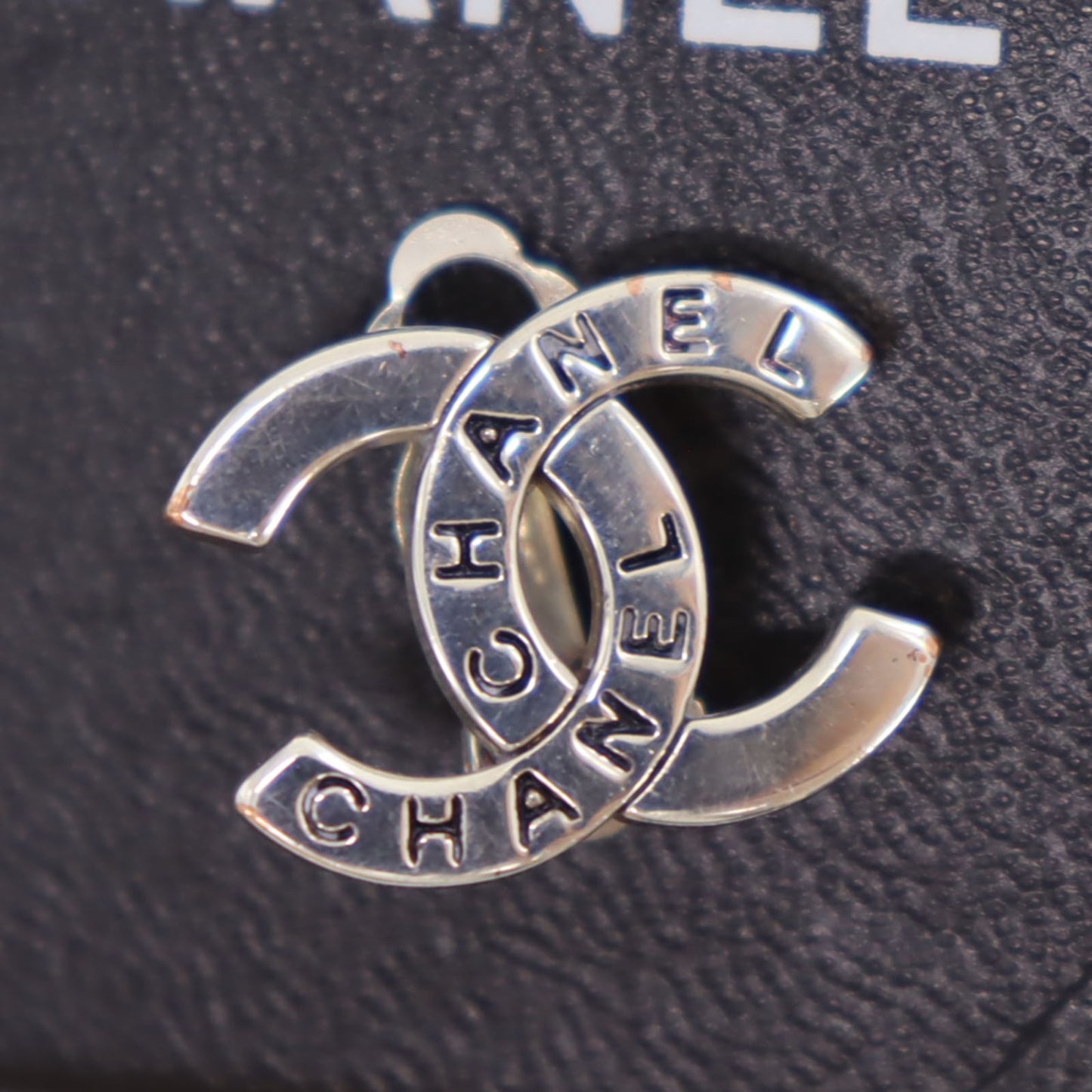 CHANEL CC Logos Earrings Silver Clip-On 98 P #CG63