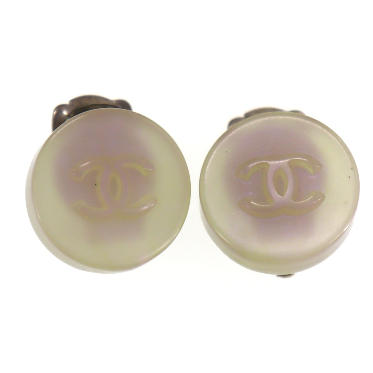 CHANEL CC Logos Aurora Earrings Silver Clip-On 00 C #CB503