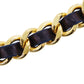 CHANEL CC Logos Chain Waist Belt Gold Navy Leather #BT761