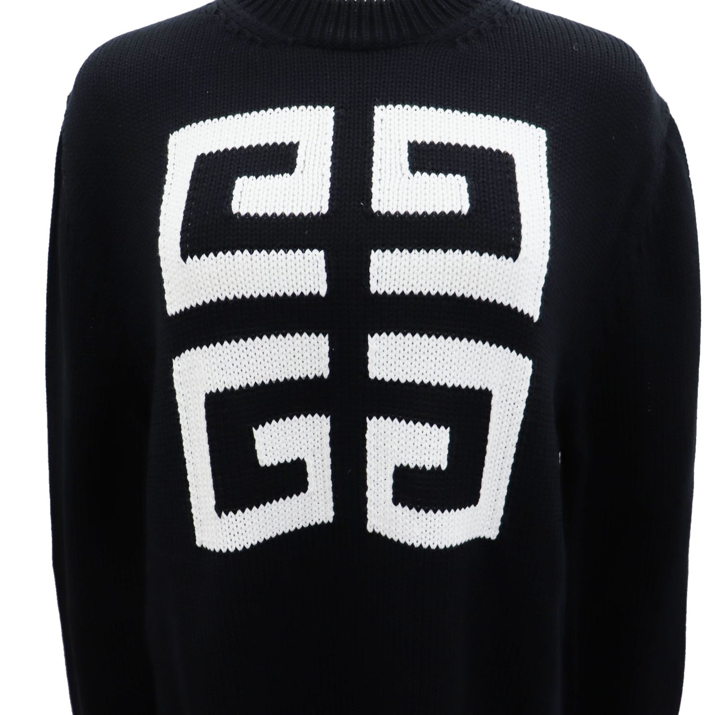 GIVENCHY Long Sleeve Knit Sweater Tops Black 100% Cotton #AH529
