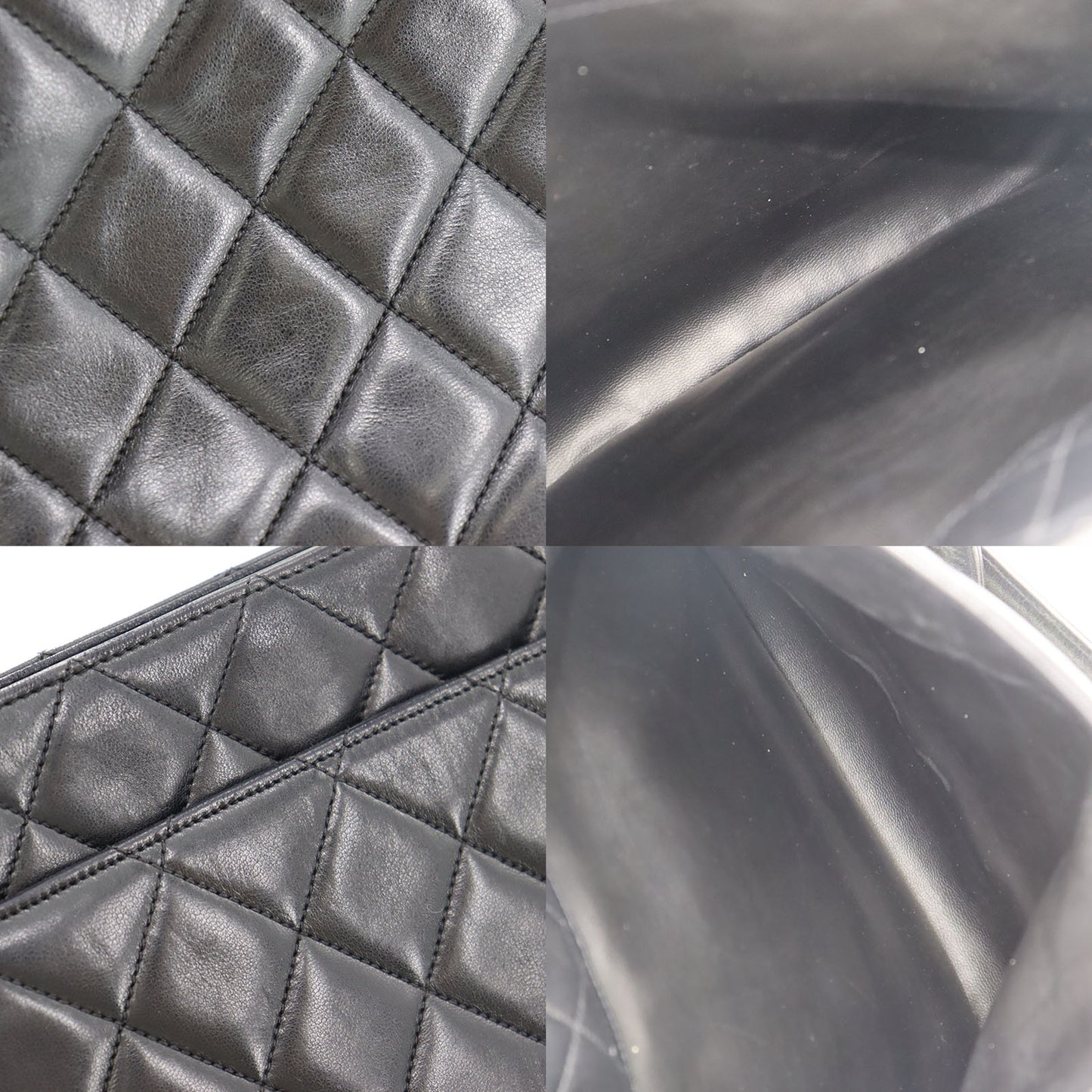 CHANEL Matelasse Chain HandBag Tote Black Lambskin Leather Italy #BJ454