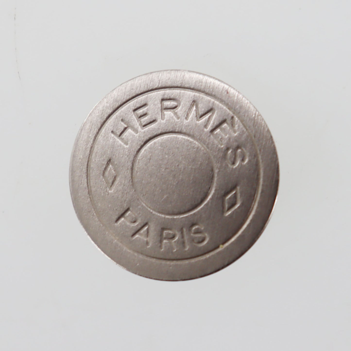 HERMES Logos Circle Silver Earrings Clip-On Vintage #EA249