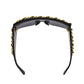 CHANEL Chain Sunglasses Black Shield Eye Wear #BZ506