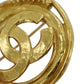 CHANEL CC Logos Round Pin Brooch Gold Plated 94P #BR489