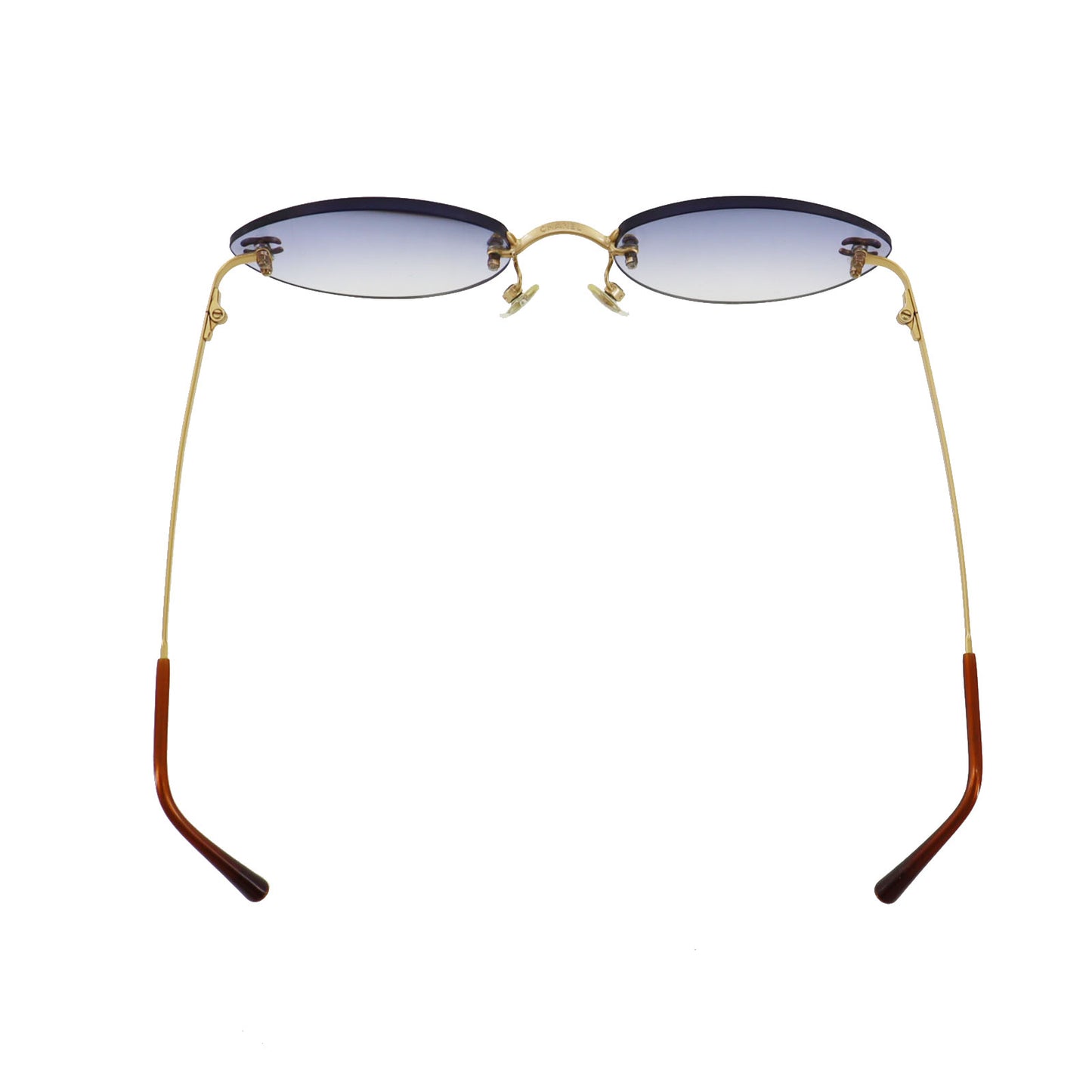CHANEL Rimless Medical Glasses Sunglasses Blue Eye Wear #CH54