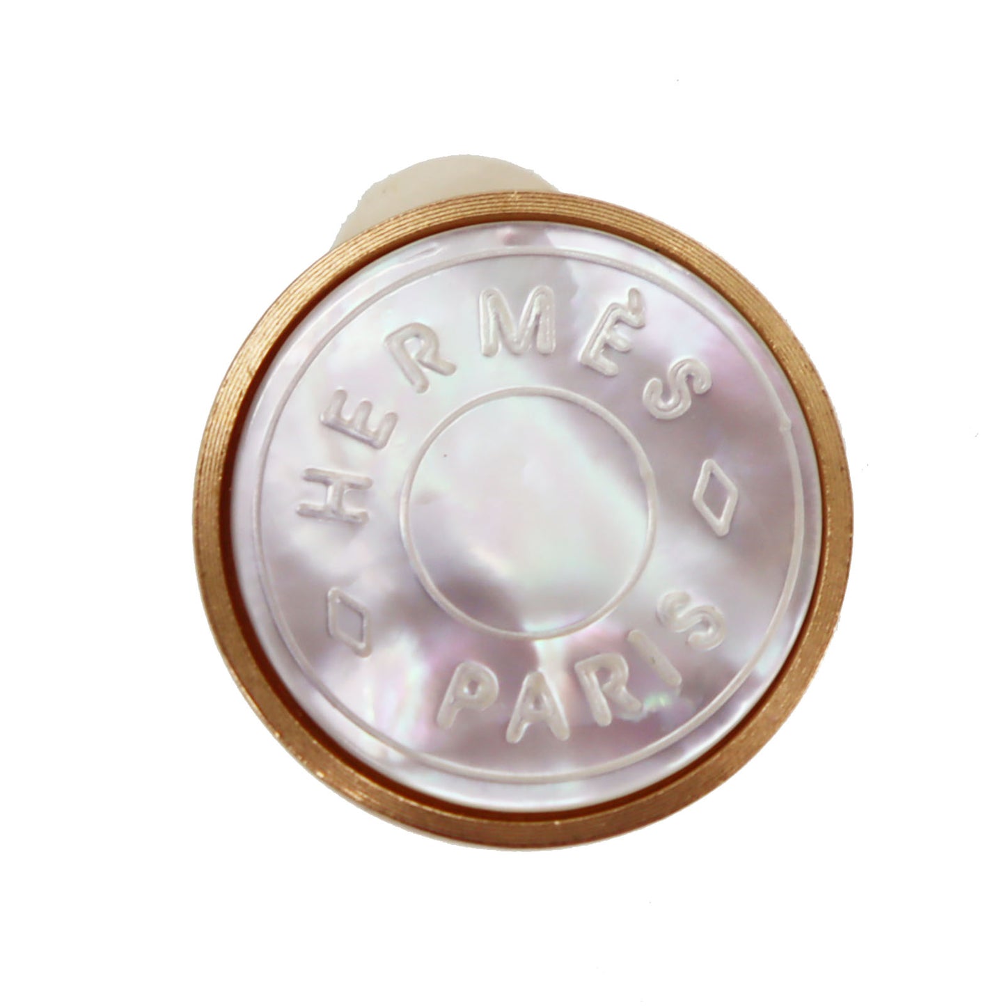 HERMES Circle Shell Gold Earrings Gold Clip-On #CN69