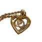 Christian Dior CD Logo Heart Rhinestone Used Chain Necklace Gold #EB492 S