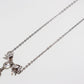 Christian Dior CD Logo Bow Necklace Silver Rhinestones #EC225