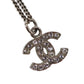 CHANEL CC Logos Rhinestone Silver Plated Chain Necklace B10 V #BX959