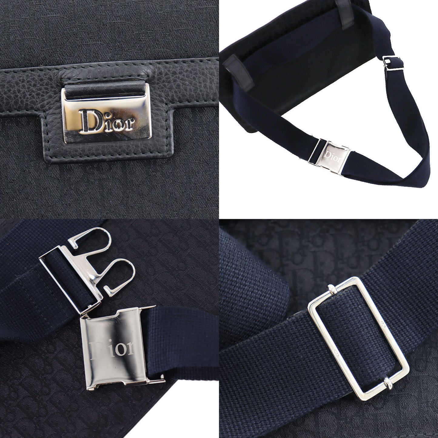 Christian Dior Trotter Crossbody Waist Belt Bag Black Canvas #BO92