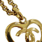 CHANEL CC Logos Heart Gold Plated Chain Necklace #CE734